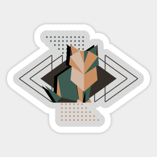 Vintage Geometric Cat, abstract shapes symmetrical design Sticker